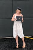 It's a really pretty dress that I thought was very flattering! The underlining is pretty short, so a lot of skin was showing, especially when I sat down but wasn't super noticeable to other people. - Sydney V.