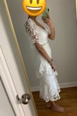 Purchased this for my rehearsal dinner. The dress is very flattering! I ended up wearing a different dress from Macys and retuned this one but I regret it. This dress would have photographed better. I did purchase a white beaded clutch from Lulus though and it was great. - Shanel S.