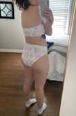 Love how these bottoms fit - they don't pinch anywhere and have good coverage without making you feel like you're wearing a diaper. I have somewhat of a bigger butt so it feels like every bathing suit is a cheeky bathing suit for me sometimes. Ignore my socks... - Alexa H.