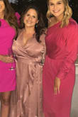 I loved this dress! It's a little outside of my comfort zone(the wrap part & showing cleavage). I had to get it taken up in the shoulders because I petite (5ft) for the waist of the dress to line up with my waist. The fabric & color were perfect, I loved the midi length. It was exactly what I had in mind for the evening outdoor wedding we attended! - Elizabeth S.