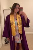 I ordered this dress in hopes of wearing it to graduation and I really wish I could've. The dress is so beautiful and I love all the colors and how it fits, but the puff sleeves just didn't look good with my graduation gown and the colors clashed with my stoles/cords. However, such a pretty dress and can't recommend it enough - Kendall W.