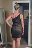 BUY this dress!! Seriously so slenderizing and comfortable. Doesn't crawl up when I walk and fits perfectly. It's sexy without showing too much skin. I bought this dress for a wedding I am attending in the fall. Picture is from when I 1st tried it on and had a bra on so ignore that part haha. - Lindsey B.