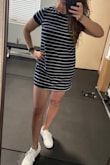 I loved wearing this dress over the Memorial Day weekend. It's very comfortable and figure flattering. It's not snug and it's not too loose. I entered my entire body measurements because I personally find it much more helpful than the typical "I ordered a small and it's too big"... I highly suggest everyone do this, it really gives a much better comparison and is beneficial on many levels. I washed this dress and laid flat to dry. I believe it will shrink a bit. It's still soft and perfect. - Erin V.