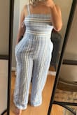 I ordered a medium and large and it was almost perfect in one way or another. The medium was too tight in the hips but perfect in the top half. The large was loose around the hips but looked off on the top for me and looked kinda frumpy? first photo is a medium / second is large. Wish it had an elastic waistband instead of zip so I could've have stuck with a medium - Maddie S.