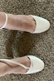 I bought these for my fall wedding this November. I wanted something not to high, not a stiletto, and closed toe. And these are a dream!!!! They are beautiful ivory and they fit true to size!! I honestly couldn't be happier!!! - Rebekah D.