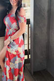 This dress is incredible and comfortable! I wore it in Texas, the only thing you have to be mindful of is if you are sitting too long in hot weather sweat can show due to the color in the wrong places. Besides that this dress is to die for. I got it hemmed since I am only 4'10" but it received so many compliments. - Andrea G.