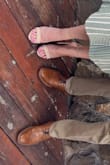 These are a classic nude pair of heels. I wore them dancing and my feet were really sore the next day. Overall, they're fairly comfortable and super versatile! 4/5 stars because they're pretty heavy and can "clunk" on hardwood floors. - Nicole P.