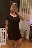 Love this soft t-shirt material! Great summer dress to run errands in for me. It has an overall flowing look with a longer length in the back. Fits just like a T on top. - Maggy S.
