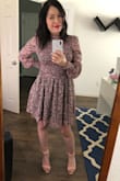 Love this dress, the pattern, the colors, and fabric. It's stretchy (since it's smocked up top), and the length is perfect even for my short frame (5'2). The sleeves are long, but I don't mind them as you can pull them up too! Did I say that I love it?! - Jinna R.