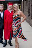 I wore this dress for professional graduation pics for my son's high school graduation. While it's a bit revealing from the back side, it was perfectly fine for pictures.  I got soooo many compliments.  Note that you'll need pasties for a bra (or no bra, if you can do it) and possibly no underwear--as the back is VERY deeply cut down the back side.  It's really just a perfect dress no matter what your size.  Hides all your flaws and is so fun and flowy! - Nicole H.