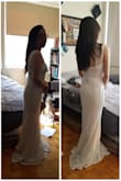 This dress is beautiful, high quality, and fantastic value. The fit is great, and true to size. All I had to do is hem the bottom. - Alice L.