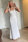this dress fits like a dream and makes you look so curvy in the best way! the fabric has a little bit of stretch and the slip underneath is so soft! the neckline is wide enough that I didn't get weird armpit rolls or fat which is always a bonus. I just bought some spanx so that I didn't have any underwear lines and so my thighs wouldn't touch and it was amazing! you could probably wear it without a bra but just to be safe i wore sticky boobs and even though it was like 100 degrees the dress was tight enough it held them up and I didn't get sweat stains anywhere. wore it all day for a wedding and got so many compliments. Just washed it normally and airdried perfectly !!GREAT DRESS.!! (The other 2 dresses in the picture are from lulus too) - Ryann D.