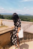 I got a lot of compliments that day. Material traps heat, so please hydrate if you wear on a v hot day. Instead of tying the wrap in the front, I was able to wrap and tie from the back since it's pretty long. - Nikki G.