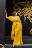 I loved this for my engagement sessions! I am short so it was a little long but the flow was perfect for the photos. I did have to mark it runs a little small only because of the bust. As a 34C the snap on the front would not stay for me but because of the design of the dress, a safety pin was hidden easily! Other than that the wrap is a perfect solution for any waist! I am counting down until I can wear it again! - Ashley C.