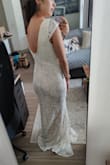 Absolutely love this dress for my big day! I like that it looks beautiful but isn't extremely heavy with details. I am gonna have my seamstress hem it and add pads because my chest runs a lil small (34 B) other than that everything about this dress is great. It's so comfortable and I'll definitely be able to wear it all day long without getting uncomfortable - Angela M.