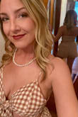 I absolutely love this Top! The structure of the material is quality, and the lining keeps it from being see thru. Was able to wear without a bra. The tie front and adjustable straps help you get the right amount of support! So cute paired with the matching bottoms. Got tons of compliments! - Lindsay S.