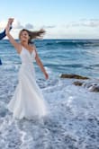 Perfect dress for a beach wedding, very flowy and classy.  It looks expensive but the detail around the waist was falling out. Also I had to trim the length bc I'm only 5'3 and the dress was very long. Overall it was a perfect dress for the price you pay. It made me feel stunning. - Caroline M.