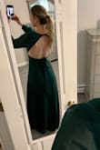 I love this dress!  I got this for my stepdaughter's 10/10/21 wedding in New England.  Fit is perfect, I don't need a bra and it's comfortable.  It's elegant & sexy in the back. - Laura C.