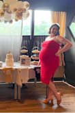 I could not believe how comfortable this dress is but most of all how SEXY this dress would make me feel at literally 30 weeks pregnant! 
I wore it to my baby shower and it was a total hit! Not to mention it was really really comfortable. Had a good amount of stretch so I know I'll be able to wear it again throughout my pregnancy. Love! Highly recommend for all body types !!!!!! - BrittanyRose L.