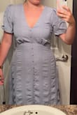 I've recently lost weight and smalls have been fitting really well.  I ordered this dress in a medium and unfortunately it was snug in the waist and hips, loose under the breasts and the pockets laid funny on my hips. It didn't accentuate any of the right places for me. Maybe better on a different body type. - Katy R.