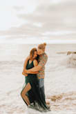 I ordered this dress for a beach photoshoot with my fiancée and it was even more perfect in person than the photos!! I will say the dress ran pretty long on me, but I am also 5'1 so I expected it to be. I cut off about 4-5 inches so it can perfectly touch the ground barefoot since we were running around in the water and sand. Seriously cannot recommend this dress enough!! If you're debating between sizes though, I'd size down since it does run a little large. - Jackie C.
