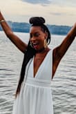 I wore this dress to a all white party this past weekend and I got so many compliments. The only issue I will say is the zipper, it gets stuck. Other than that beautiful dress!!! - Greer N.