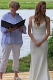 I wore this dress for my back yard wedding and it was perfect! I received so many compliments on it and how elegant it was. It was very comfortable. The material is pretty thick and stretchy. I ordered both an XS and S and wound up going with the XS for a tighter fit. It it a little long, I'm 5'7" and was stepping on the dress a bit (I wore flats) but it worked out fine. If you're shorter you might need to get the dress hemmed! - Emily H.