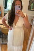 Okay, this was my dream bridal shower dress. immediately when I put it on I knew this would not work. I have a slip-on that hides my undies (I even had white underwear on which shines right through) Also you can clearly see I am wearing white pasties. So disappointed. This dress fits perfectly though! I wish it could have worked out. - Marissa D.