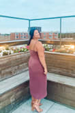 I was really apprehensive, but did this dress WOW! I got SO many complements about the color. I wore it as a guest to a wedding reception. I usually wear a XL, but the 2X fit like a glove. I also have a small chest and it adjusted pretty well. - Amanda C.