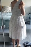 only issue is the pockets, you can see them underneath the lace so that's why I didn't give it 5 stars, the fabric is comfortable and it looks really nice! - Juana L.