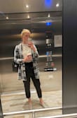 Bought these for a work conference, business casual. I usually wear mediums and it fit very comfortably at the tie waist, loved the look of it. A little tight below the tie with the zippers when I get bloated and have to sit. Very comfortable standing. If I had gotten a size up, I think it would haha been much to large. Easy to dress up and down. Material was comfortable and light for light activities. - Megan H.