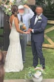 Hope this helps future brides! This dress turned out perfect for my intimate & romantic wedding, but (in my opinion) needed help & wasn't super flattering right out of the box. Also ran big. I'm usually between a small & medium and had to take this Medium in to fit perfectly. Also a few other thoughts:
1) Scoop-neck back isn't my favorite. I had it altered into a deep V, and added buttons for more detail. Turned out perfect
2) Front neckline was not flattering on me. Too high and looked too "PG". I had the front neckline lowered and cut a little deeper. Also added cups for support so I didn't need a bra! It turned out really nice!
3) Added a petticoat for a little fullness to the bottom. Ordered petticoat on Amazon! - Tamara Z.