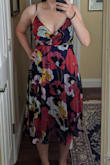 This dress looks gorgeous on the model and in a lot of the fan photos, but I wouldn't recommend it for bustier women. I'm not that curvy, but I feel like the dress puts my cleavage on full display and makes my hips look wider than they are. It almost gives me a pear shape (plus cleavage). I'm a 34D/36C bra and couldn't get away without wearing a bra in the M size of this dress -- there just isn't enough support for my chest, even with the straps tightened a bit. (I've been lifting weights this summer; a size S might be more supportive but would be too tight around my back muscles!)

I think it'd look fantastic on a friend with a more athletic build and smaller chest, but just isn't a win on me. Sadly returning. - Christine F.