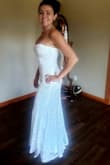 Beautiful dress I went with a medium per reviews. I love this dress almost chose it I just don't like how the elastic smooshes my 34DDD chest down. Almost thought about having it taken out cause I love it so much, but found another one I love more. - Linnea B.