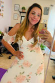 I'm just in love with this dress! I got it for a engagement photoshoot that I'm about to do in California, and OMG. I normally buy dresses M or L, so I wouldn't say that it runs smaller. I got the Large this time and it is just perfect! you don't need to ware a bra which is perfect, and it covers my arms a little and I love it, because I hate my arms! It's just a little big on my chest but you can even notice to be honest! I can't wait to get more dresses from this store. I paid for shipping so it arrived suuuuper fast and it was not expensive at all! - Ludmilla V.