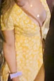 Not sure the intention of the deep cleavage & the dress fit me right in arms (but that's cuz I have bigger biceps due to lifting) yet the waist was fine and then the deep V cleavage.  I couldn't stop checking my boobs didn't pop out of the pocket Is crazy & Recommend a pin (mind you and I'm not busty) size purchased: S - Jennifer Z.