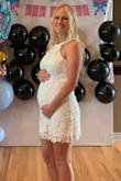 I wore this dress for my gender reveal, I was worried that it would be too small for my belly but it was perfect!! I may have gone with a small if I weren't pregnant but it was great. Material is wonderful. - Jennifer F.