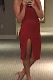 This dress was super comfy! A little looser than I personally prefer under the bust area, but wouldn't size down because everywhere else fit perfectly. The color is really pretty and the slit on the side was nice! - Bria W.