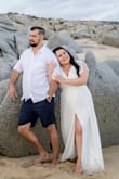 Being that I am 5ft 1inch tall, it was very long on me, but fit so beautifully. Wore for my beach engagement photographs. Looks like a dream against the sand color. - Angelica N.