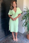 I love this dress! I have hips, so the top was a bit big and the bottom was super fitted, but it worked out really well for a girls weekend brunch! I have gotten lots of compliments, definitely recommend it! - Deanna P.