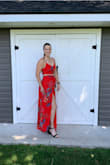 I loved this top and skirt. I wore it to a bridal shower and drove 3 hours in it. It's comfy and tightens if you want it tighter. And loosens if you've eaten too much and want it loser. I wore heels with mine and it didn't touch the floor. - Chloe S.