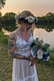 I was a little hesitant ordering online but wanted a boho look for our lake wedding. I made a floral crown and bouquet to match the color of the dress and it turned out beautifully. I did need a slip under it (it's a bit see through but especially for tattoos)  I would definitely recommend it for an outdoor wedding! - Lori B.