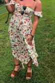 This is my third dress from Lulus and I am once again very happy with my purchase. The dress may not have arrived on time for my first event but I used it for a vineyard and it was perfect. I am 5'1 with an athletic build and was nervous about buying a long dress as well as how the sleeves would fit. The dress was a great length and with heels was perfect. The sleeves fit nice and stayed in place. Overall, very happy with the purchase and will use for other occasions - Cristina B.