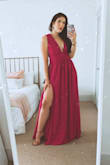 This is the most beautiful dress I've ever bought. It is classy and sexy at the same time. I ordered a medium because I was afraid of the waist being too tight, but I should have definitely have ordered a small. The dress runs a bit large/loose on the back if you're usually a small. I'll adjust it to make it a little tighter in the bust and in the waist to fit me perfectly. The picture doesn't show because I had to clip the dress on the back to make it fit. Other than that, perfect dress! - Cheyevna B.