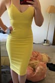 Extra small fits really nicely. The only reason I'm returning is because the material is see thru. Can see my white no show underwear right thru the dress :( - Kendra T.