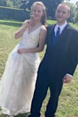 I had ordered one dress from David's Bridal but ended up not liking it.. Then I came across this one and INSTANTLY fell in love with it!! I ordered an XS based on the size chart. It fit perfectly! It hugged me in all the right places. Was the exact length I wanted it to be. I received so many compliments and felt beautiful in it myself. Definitely recommend, it won't disappoint :) - Hannah B.