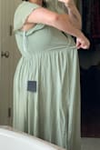 I ordered this dress for a maternity shoot that I have coming up this weekend (ordered a few weekends back and I'm glad I did because I have grown since ordering the dress). Baby boy is steady growing so I'm glad the dress is loose fitting and not tight around my belly area. It is long but I'll be wearing cowgirl boots with them so I'm not worried about the length. And with the slit, I can't lie, I feel a little sexy ;) - Cynthia K.