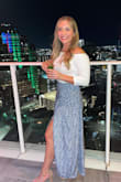 This skirt fits perfect! I love that it's snug on the waist so stays in place. Just the right amount of slit. So beautiful, got so many compliments! - Savanna C.