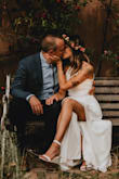 This dress was perfect for our front yard wedding in Santa Fe, NM. I felt like a boho goddess. The fit was very flattering, and I was comfortable all night long. The dress photographed wonderfully, and the slit gave it effortless, beautiful movement. I had a couple alterations made - had it hemmed, had the adjustable straps swapped for straps that fit me perfectly, and had the back opened up just a little bit more. I looked at so many dresses, and I would pick this one over and over again. I said that this one runs a little large because according to the size chart, the XXS size should have been a little bit too small for me, but it fit perfectly! - Laura H.