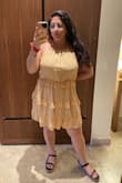 Usually I avoid halter necks because I don't think they are very flattering on my broad shoulders/chest. But I love this dress. Wish I had gotten a pic of the open back, it was amazing! Obviously you will have to wear some kind of backless bra but it worked our well for me! - Raneem A.